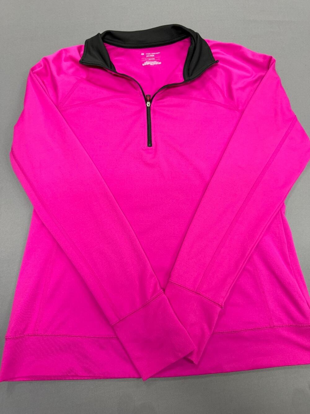 Tek Gear Women's DryTek Quarter Zip Pullover Large Magenta Pink Thumbhole Athlet